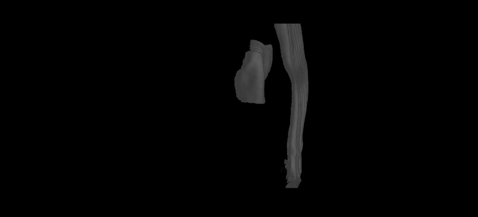 A monochrome arm suspended in darkness